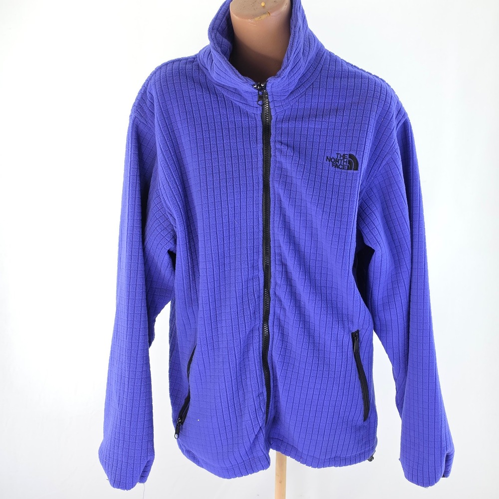 The North Face Fleece Jacket Mens Medium Blue Summit Series Grid Full Zip 6650